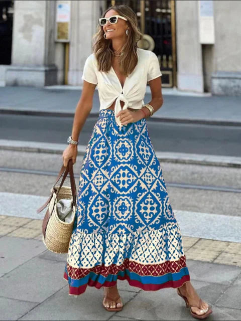 IZZY | Lange Sommerrock im Retro Boho Stil