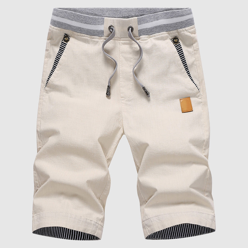  Gelegenheitsshorts von Männern - Kordelstrich Taille - Reißverschlusstaschen - Kniebeuge, entspannte Passform-2