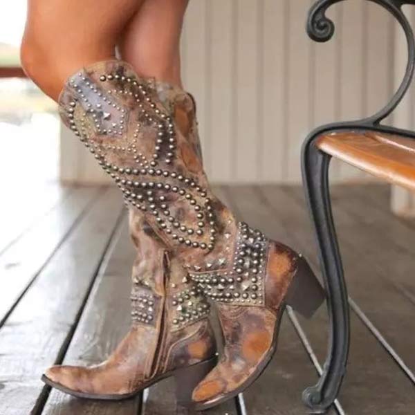 Kniehohe Cowboystiefel für Damen | Jahrgang 0