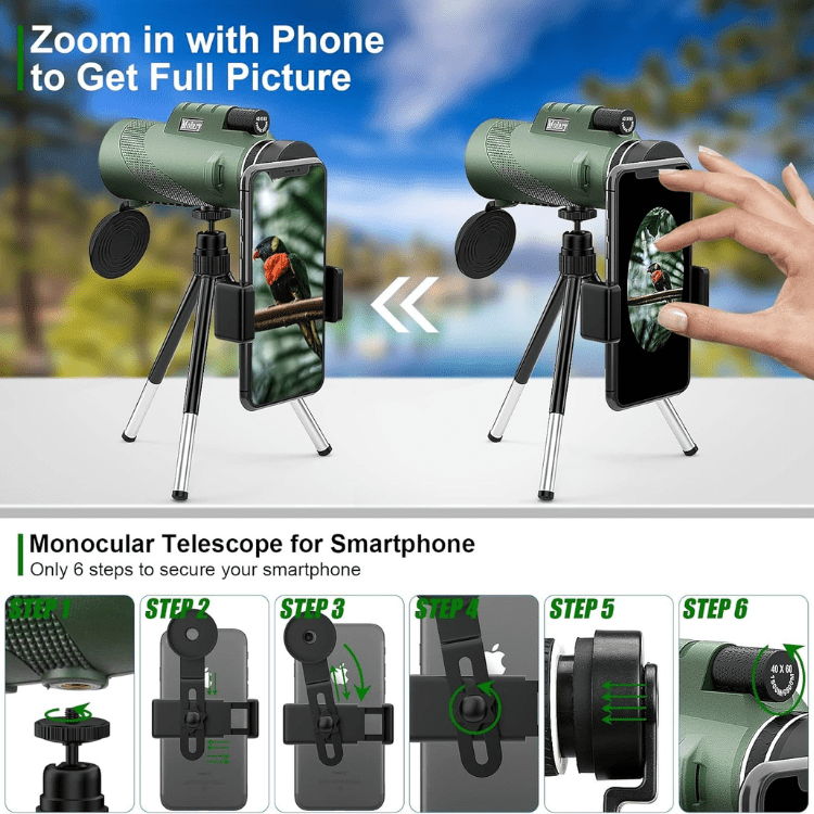 Kompaktes Monokular mit 600-fachem Ultra-Zoom | HD-Objektiv, leicht und perfekt zum Wandern, Vogelbeobachten und für Sportveranstaltungen 5