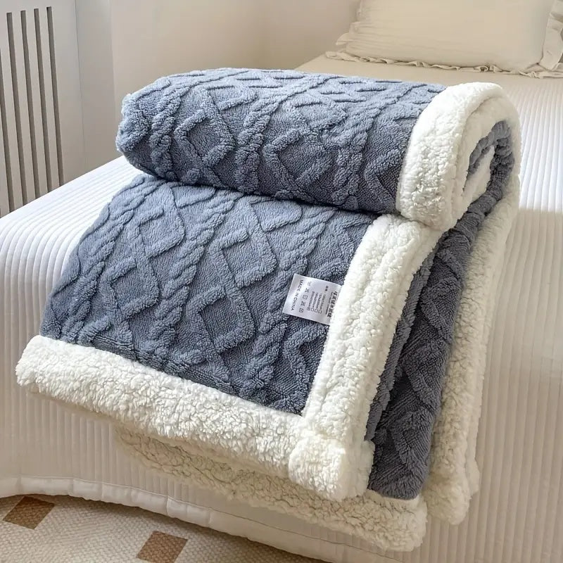 Kuscheldecke Grau 150x200 cm Sherpa Fleece Wende-Decke für Gemütlichkeit 3