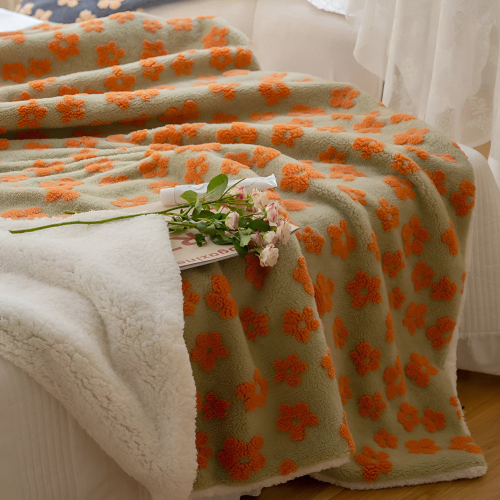 Kuscheldecke für Damen mit Retro-Blumenmuster aus Mikrofaser 5