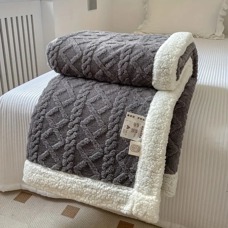 Kuscheldecke für Erwachsene aus Sherpa-Fleece – Bequeme Wolldecke für Gemütlichkeit und Entspannung 0