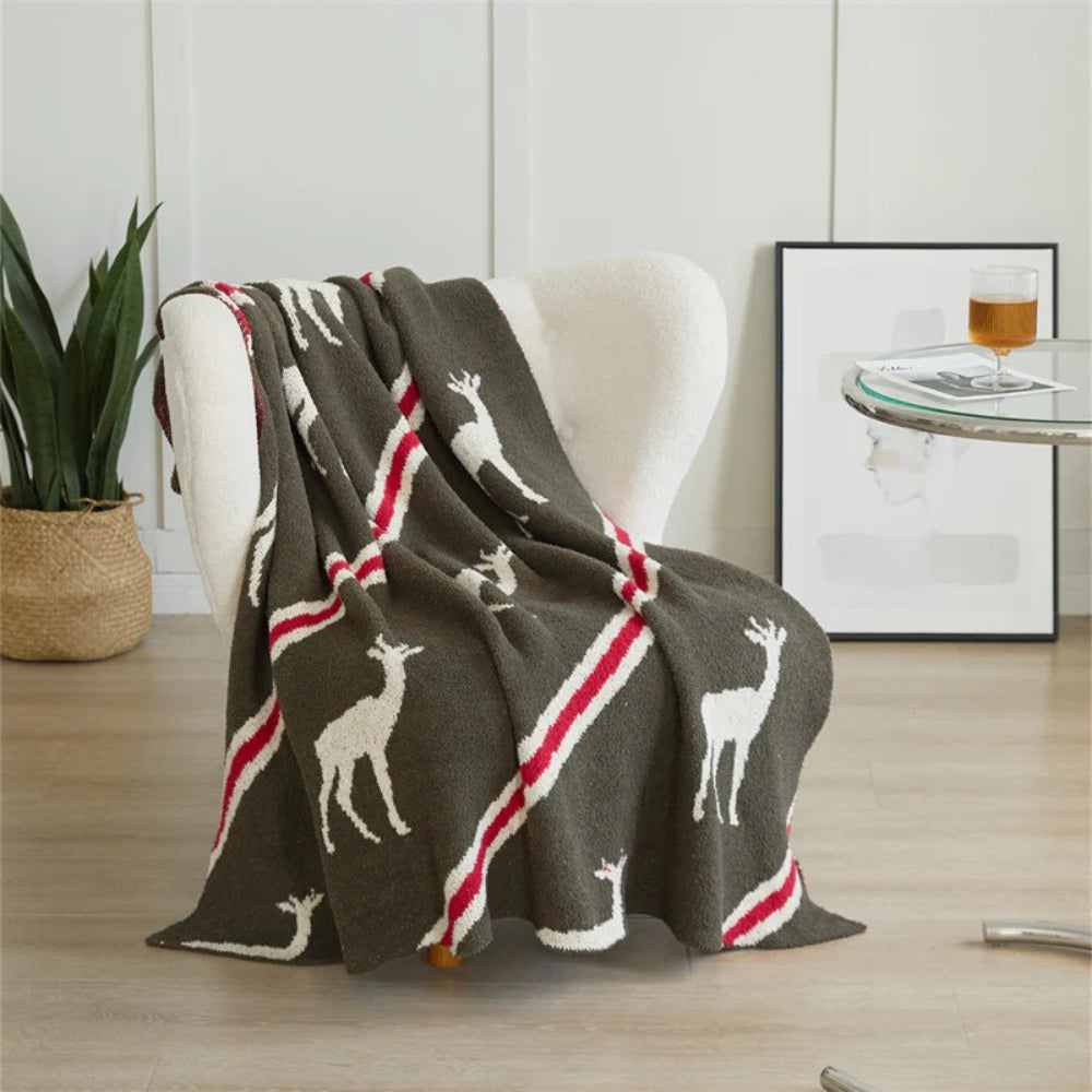 Kuscheldecke für Erwachsene mit Hirschmotiv aus weichem Mikrofaser 0
