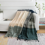 Kuscheldecke mit Fransen für Zuhause 100% Chenille Bohemian Design 0