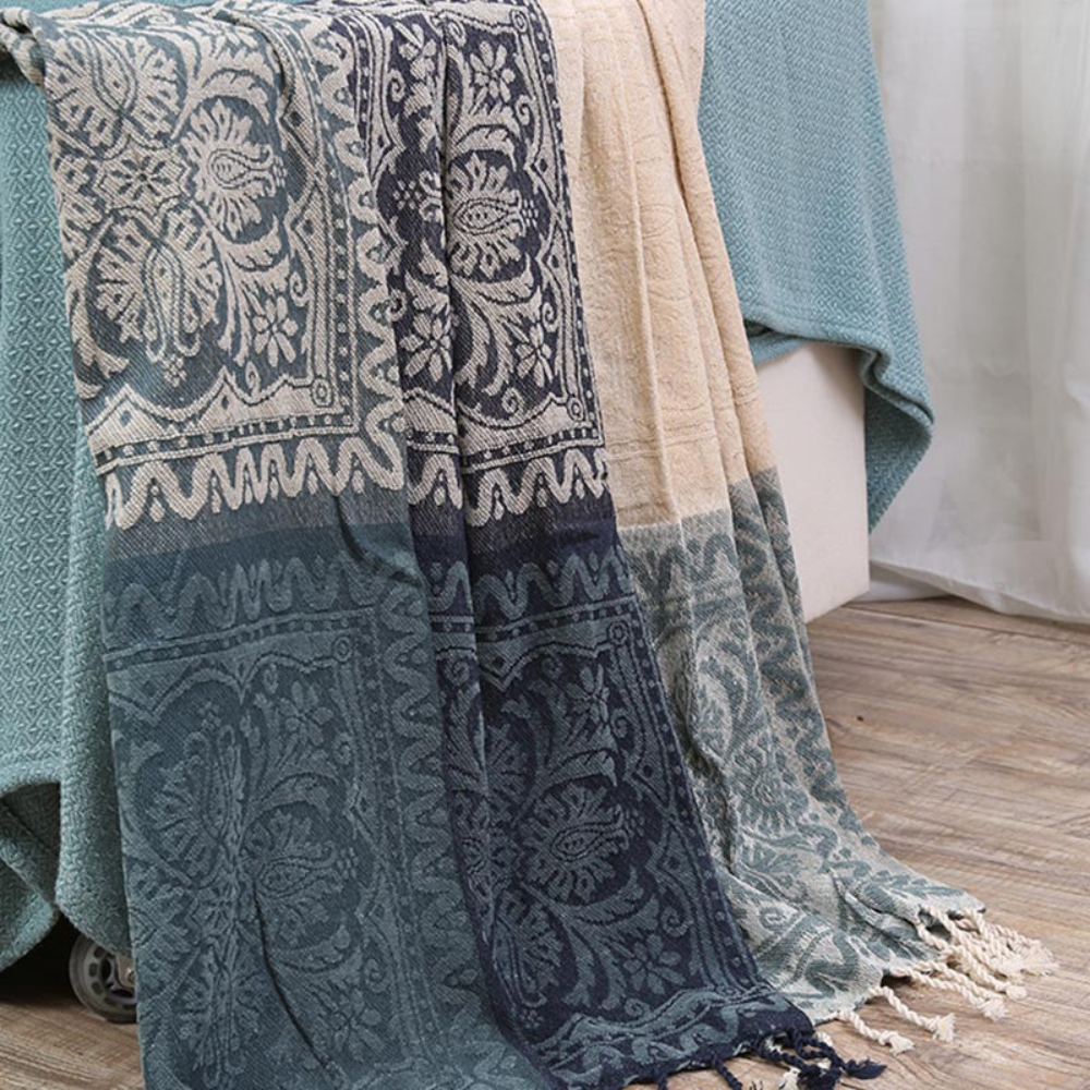 Kuscheldecke mit Fransen für Zuhause 100% Chenille Bohemian Design 5