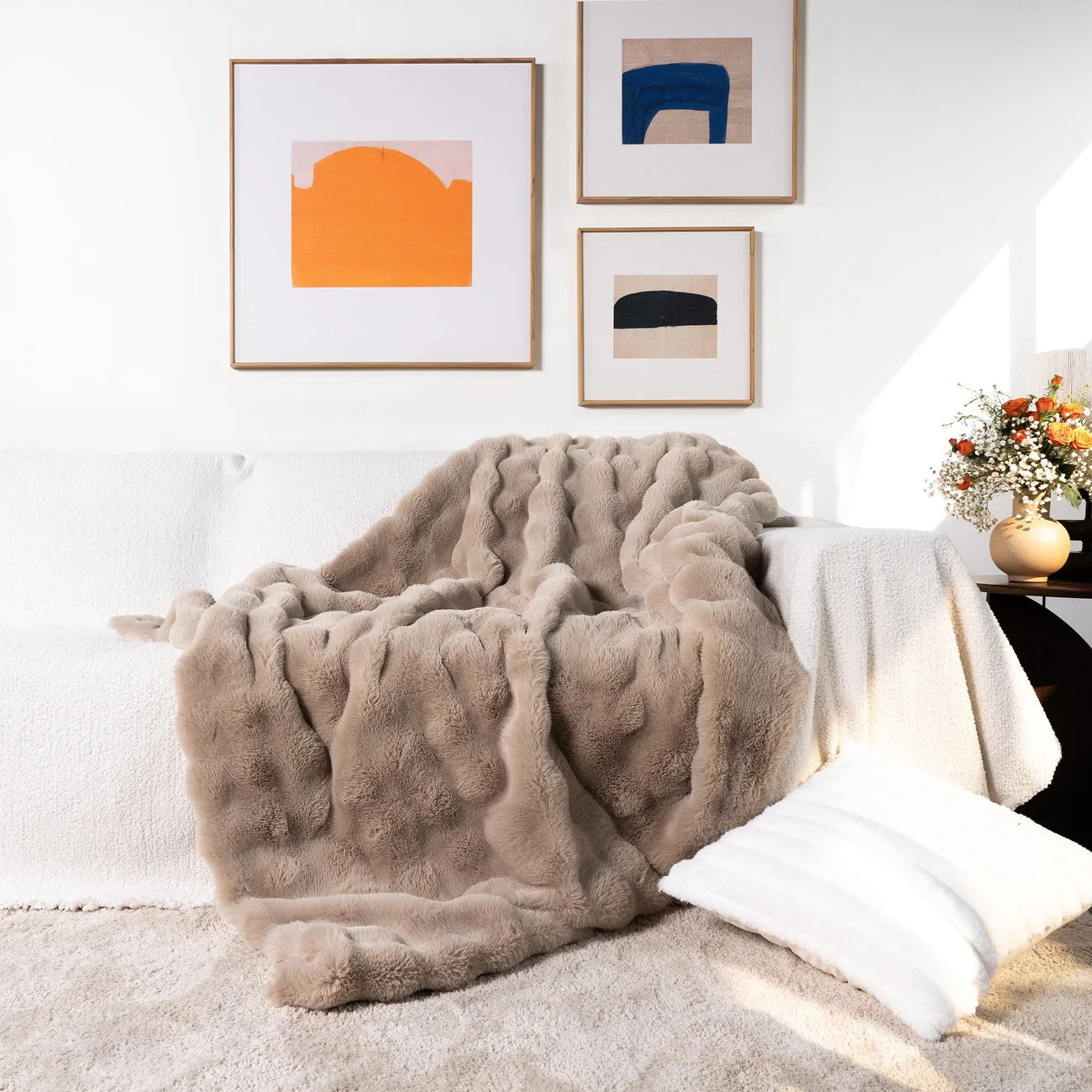 Kuschelige Fleece-Decke für Damen und Herren Luxuriöses Kunstfell Komfort 0