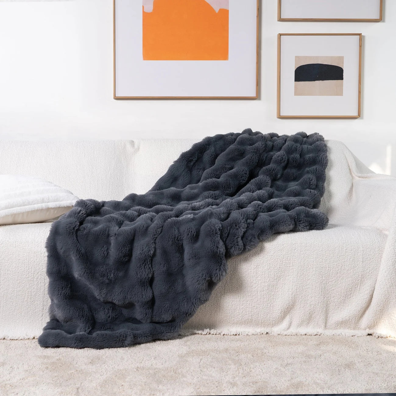 Kuschelige Fleece-Decke für Damen und Herren Luxuriöses Kunstfell Komfort 12