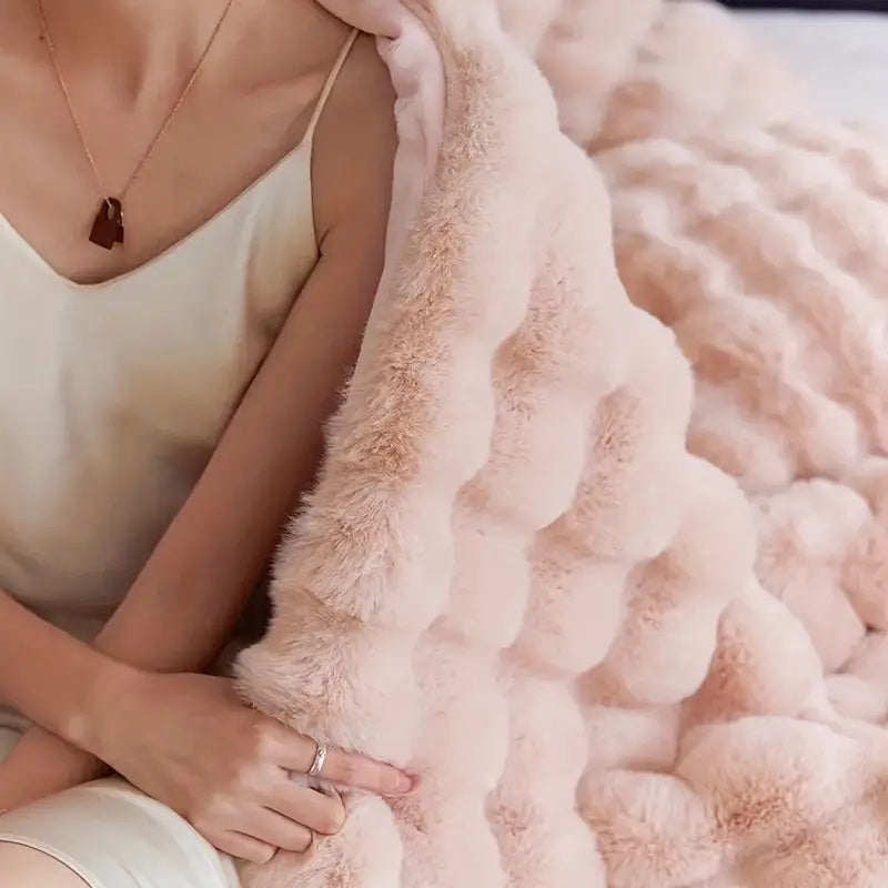 Kuschelige Fleece-Decke für Damen und Herren Luxuriöses Kunstfell Komfort 5