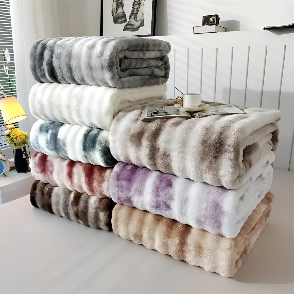Kuschelige Fleece-Decke für Erwachsene mit einzigartigem Wellen-Tie-Dye-Muster 1