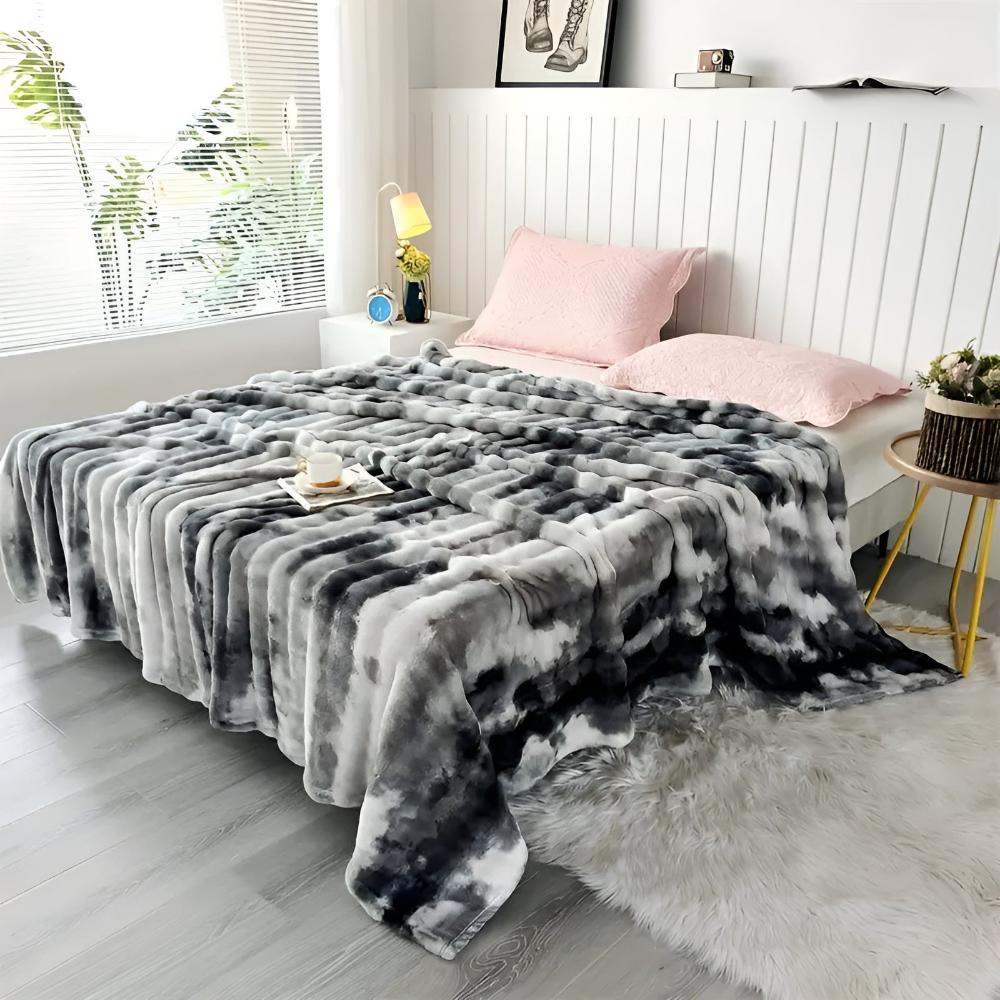 Kuschelige Fleece-Decke für Erwachsene mit einzigartigem Wellen-Tie-Dye-Muster 8