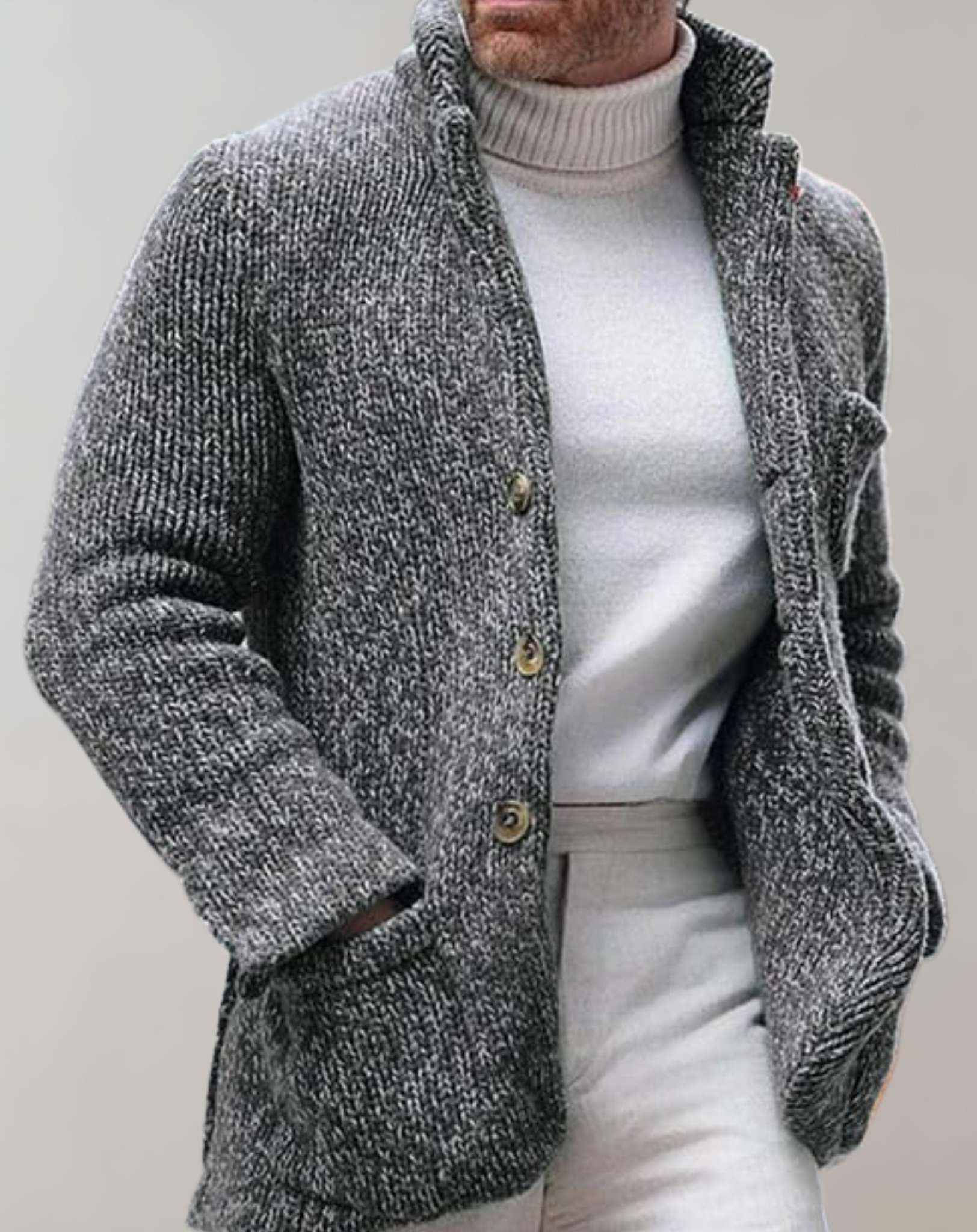 Mason | Stylisher Herrenpullover mit Knopfmuster