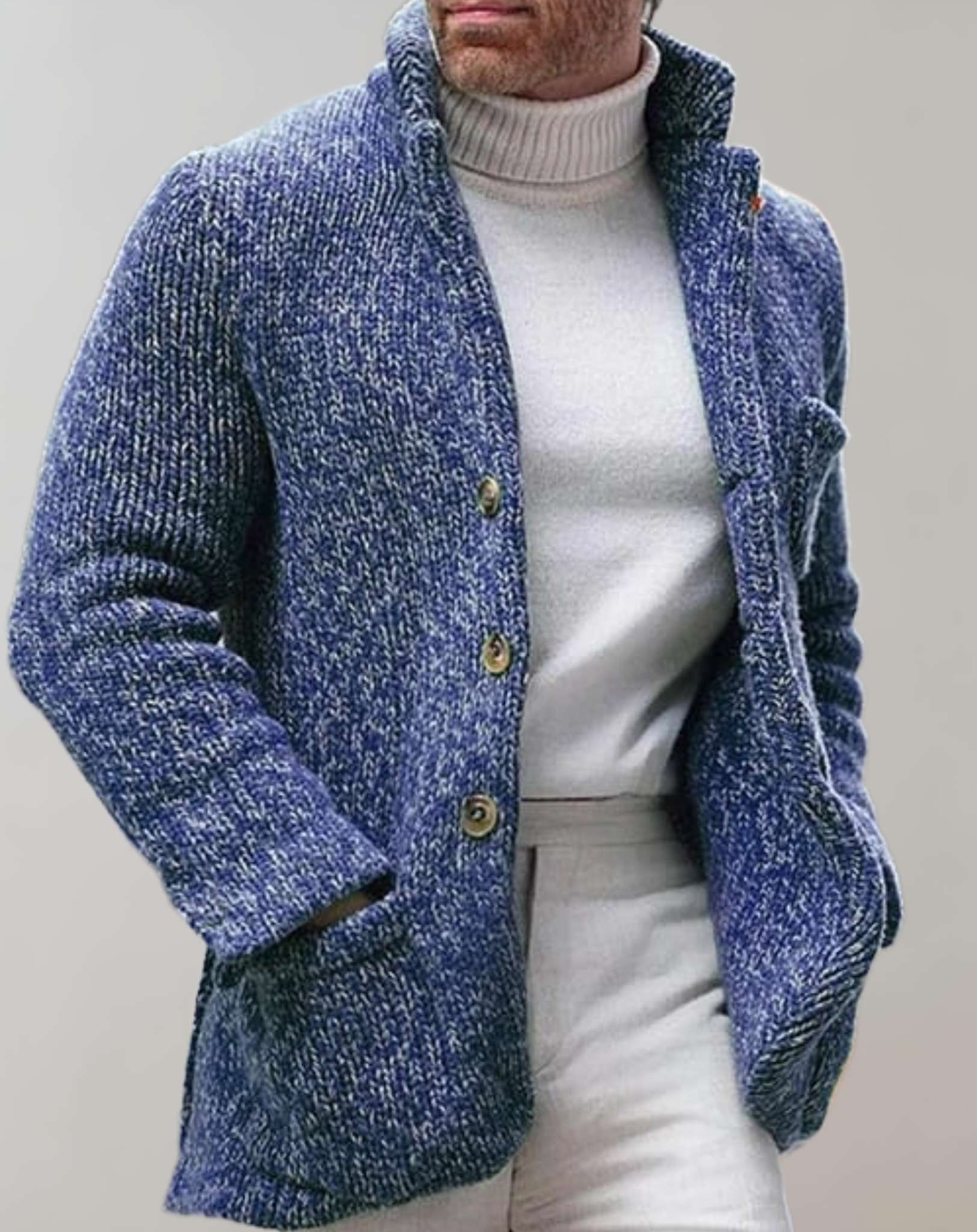 Mason | Stylisher Herrenpullover mit Knopfmuster