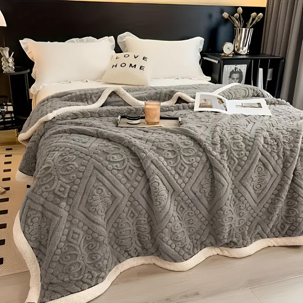 Luxuriöse Sherpa Decke für Damen mit Mandala Design 3