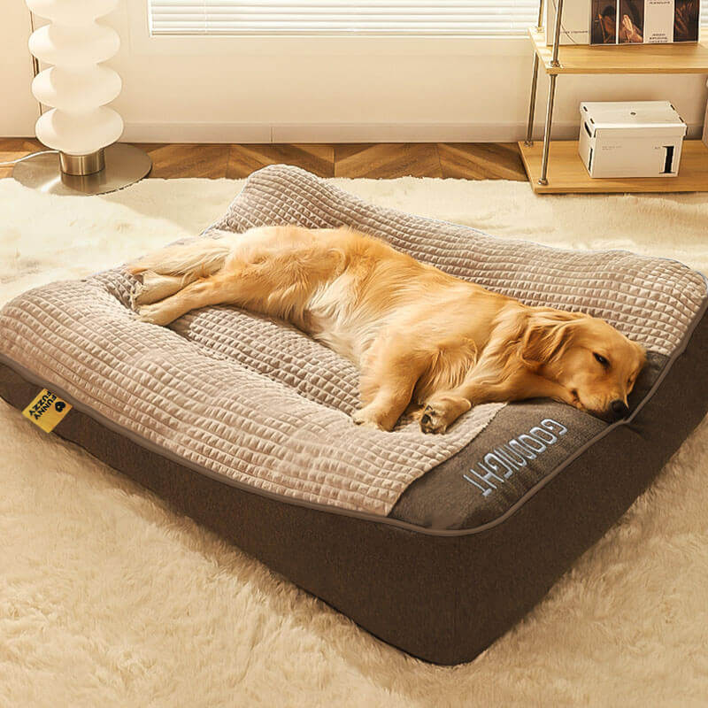 Orthopädisches Hundekissenbett – Großes, dickes Hundebett mit Nackenstütze und abnehmbarem, waschbarem Bezug 0