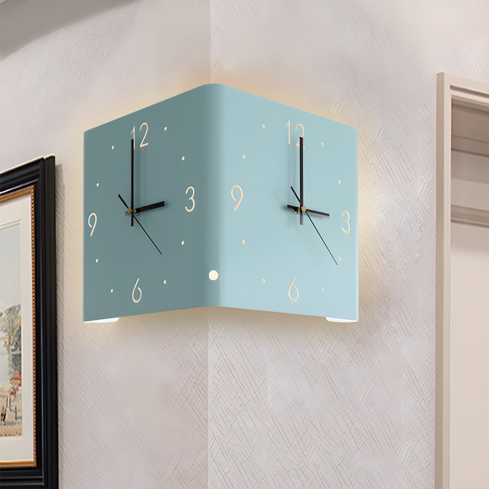 Quadratisch metallstile hinterleuchtete Led -Ecke Wanduhr moderne Wanddekoration 10