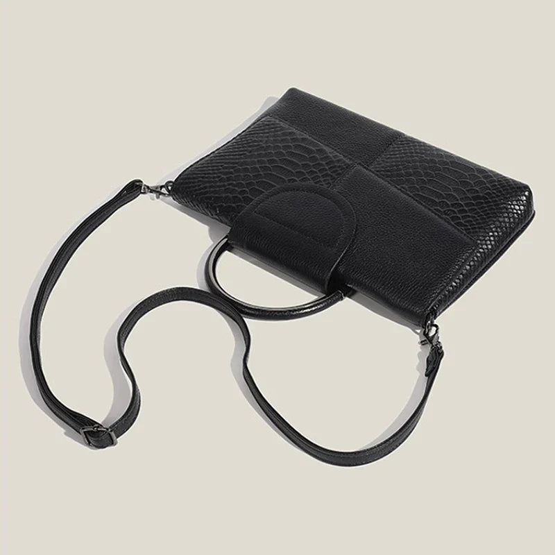 Clara | Retro Leder Schultertasche mit Krokodilmuster