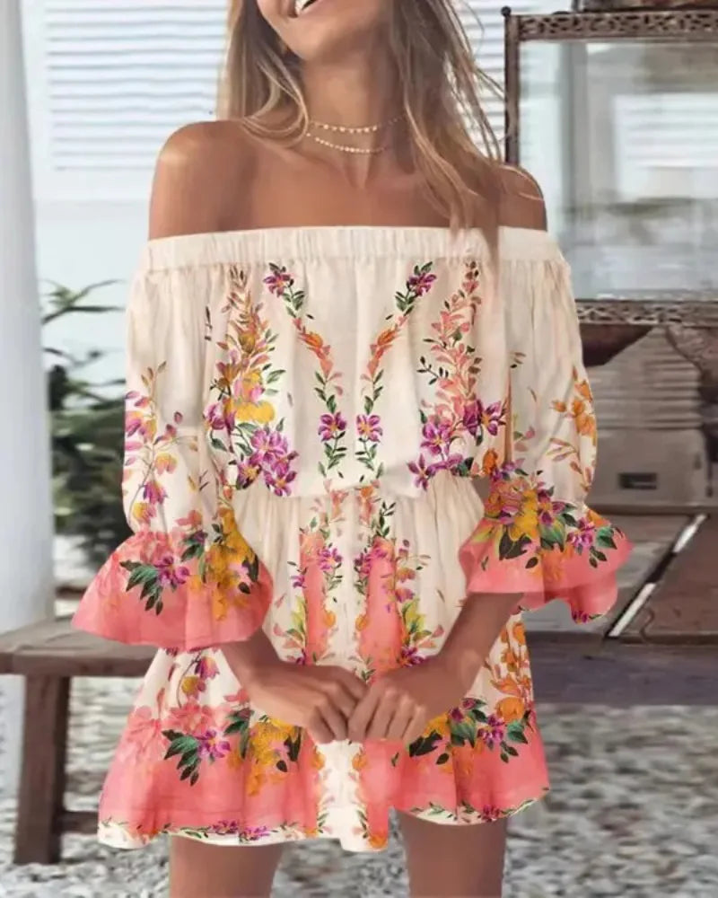 ELSIE | Sexy Off-Shoulder Bedrucktes Kleid