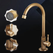  Klassischer Messingküchenarmatur - Nur kaltes Wasser, Schwanenhals -Design, Bronze gebürstete Finish-4