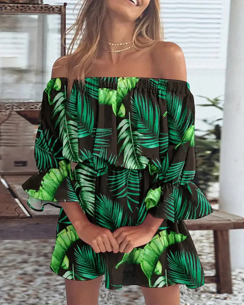 ELSIE | Sexy Off-Shoulder Bedrucktes Kleid