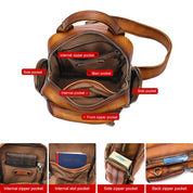 Liam | Vintage Rindsleder Leren Umhängetasche Reisetasche