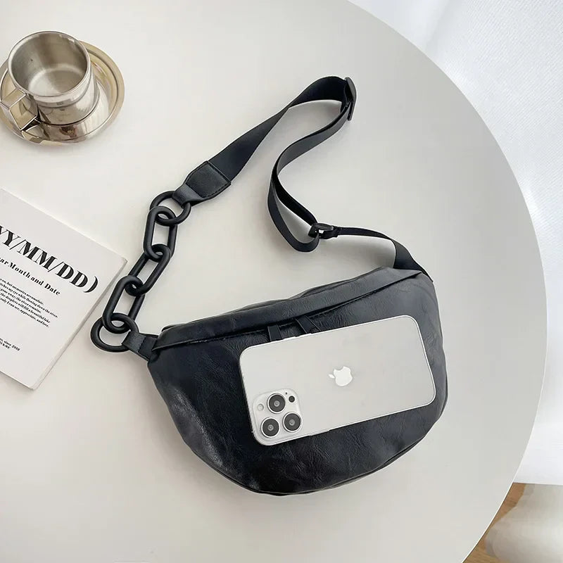 Amara | Minimalistische Kette PU-Leder Crossbody Bauchtasche