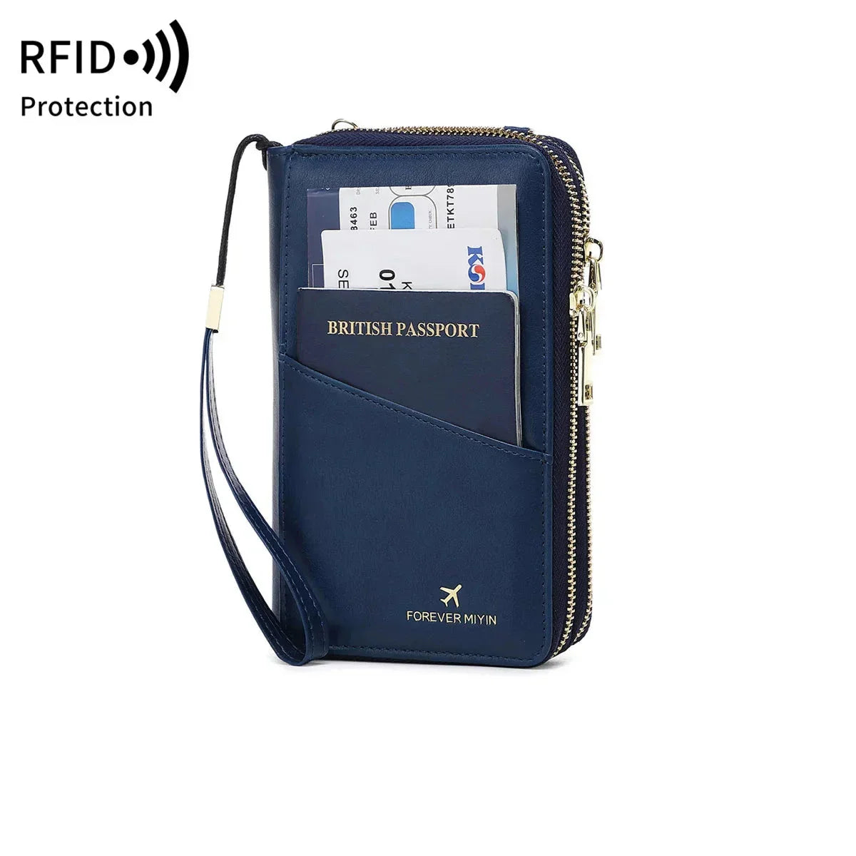 Valery | RFID-blockierende Reisepasshülle mit Trageriemen
