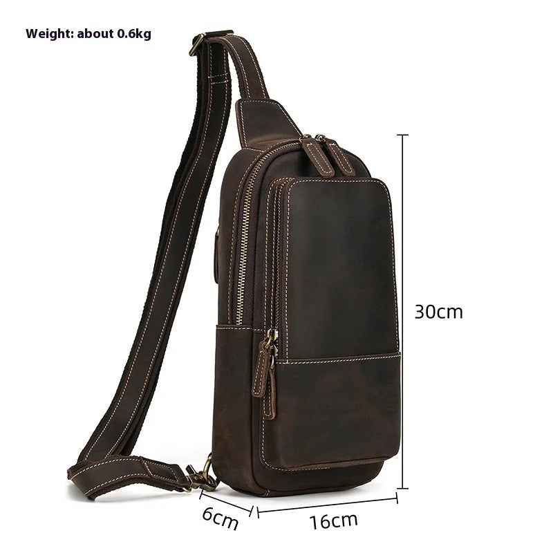 Mason | Herren Retro Echte Ledertasche Anti-Diebstahl Umhängetasche Brusttasche