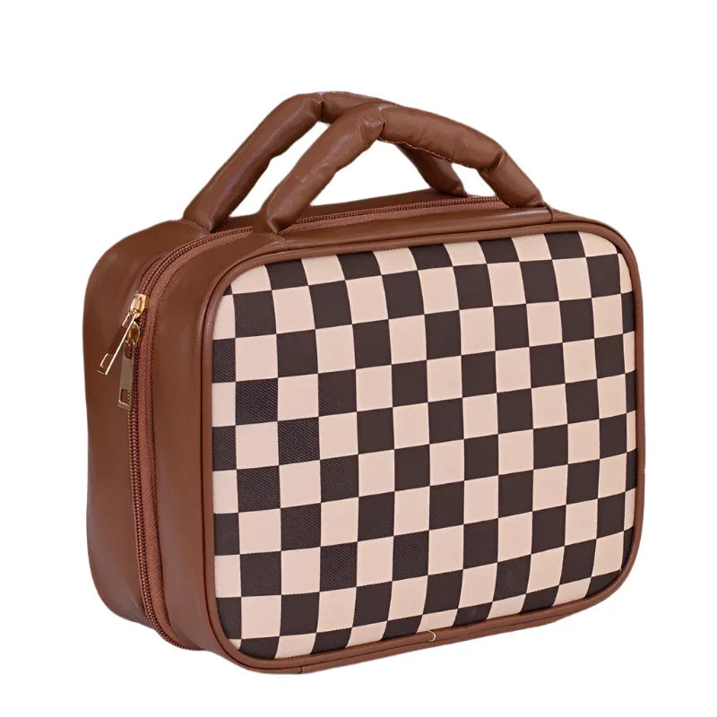 Sophia | Luxus Karierter Geräumiger Kosmetik Organizer