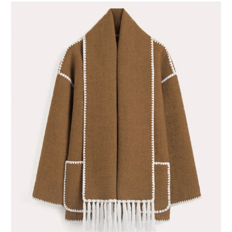 Hermia | Eleganter Damenmantel mit Schal – Stilvoller Wintermantel