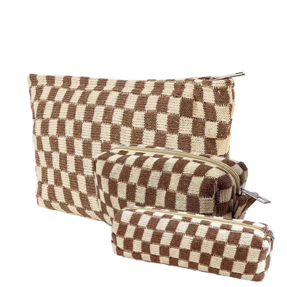 Claire | Stilvolles und funktionales kariertes Beauty-Organizer-Set