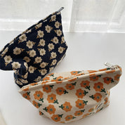 Ella | Preppy Floral Waffelcord Kosmetiktasche
