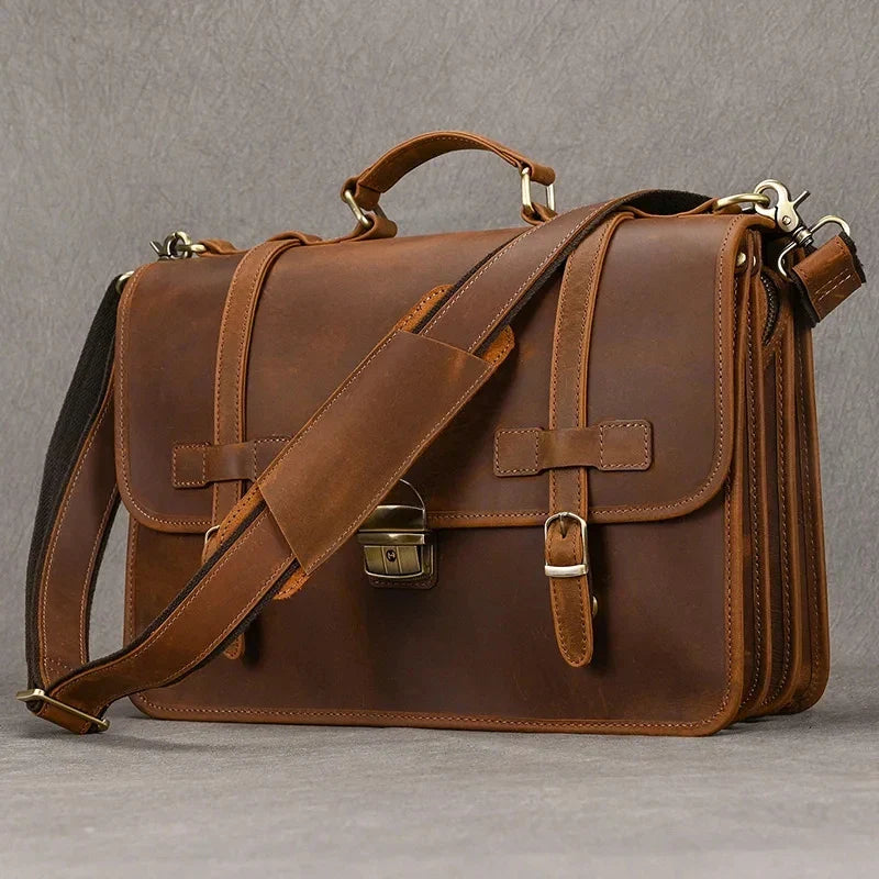Daniel | Herren Leder Crossbody Messenger Laptoptasche Reisetasche