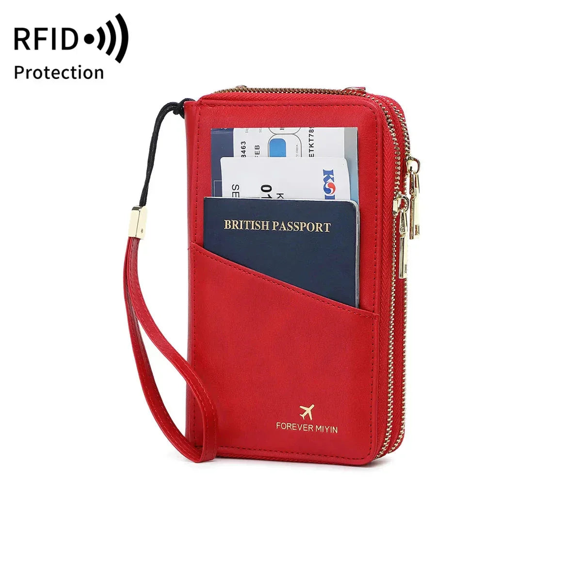 Valery | RFID-blockierende Reisepasshülle mit Trageriemen