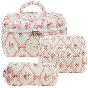 Elisse | Elegantes gepolstertes Make-up Taschen Set mit floralem Design
