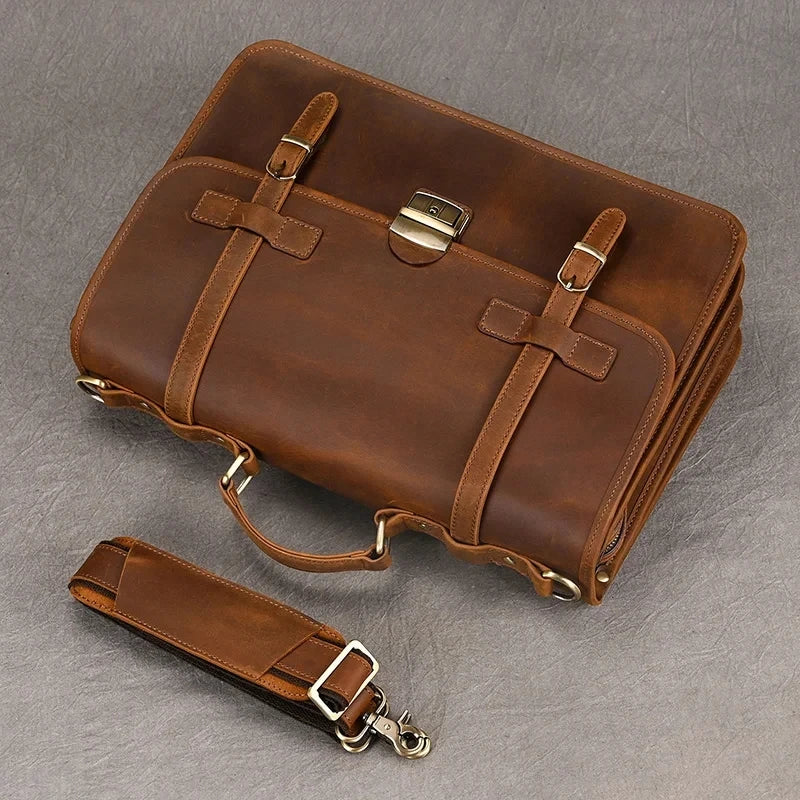 Daniel | Herren Leder Crossbody Messenger Laptoptasche Reisetasche