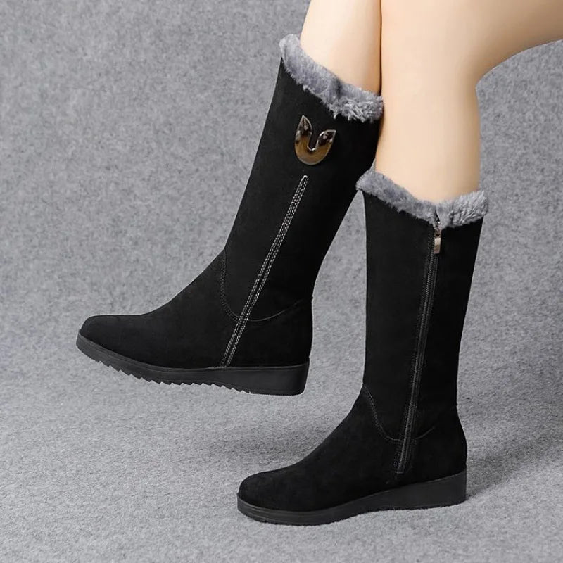 ALBA | Damen Wildleder-Winterstiefel mit Fell