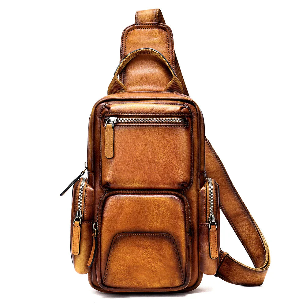 Liam | Vintage Rindsleder Leren Umhängetasche Reisetasche