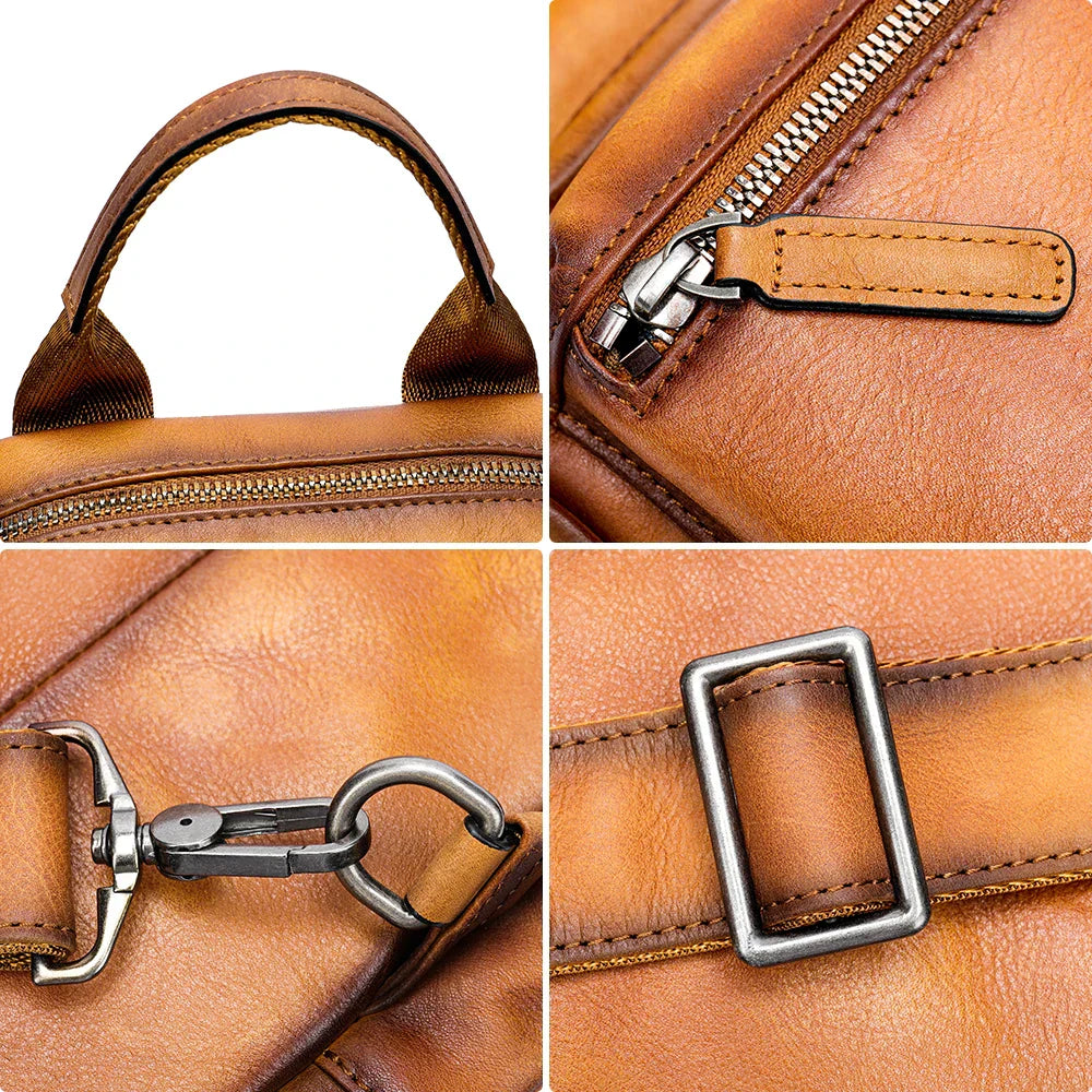 Liam | Vintage Rindsleder Leren Umhängetasche Reisetasche