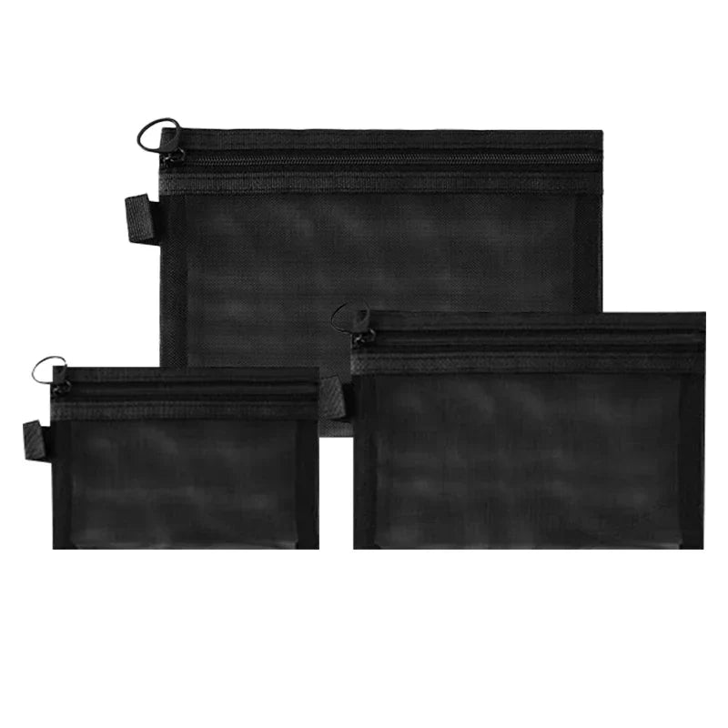 Keily | 3-teiliges Nylon-Mesh Kosmetik- und Toilettenbeutel-Set