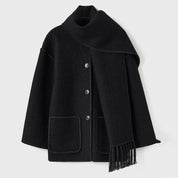 Hermia | Eleganter Damenmantel mit Schal – Stilvoller Wintermantel