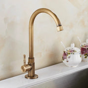  Klassischer Messingküchenarmatur - Nur kaltes Wasser, Schwanenhals -Design, Bronze gebürstete Finish-1