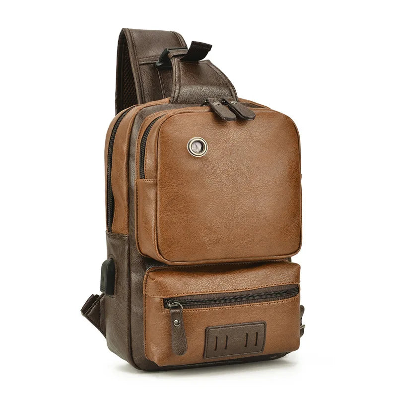 Noah | Reis Crossbody-Tasche aus PU-Leder mit Ladeanschluss