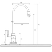  Klassischer Messingküchenarmatur - Nur kaltes Wasser, Schwanenhals -Design, Bronze gebürstete Finish-6