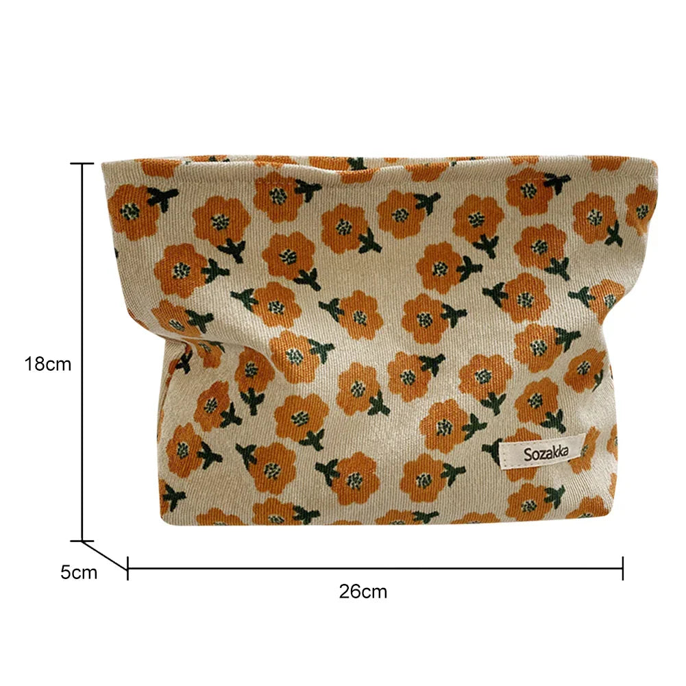 Ella | Preppy Floral Waffelcord Kosmetiktasche