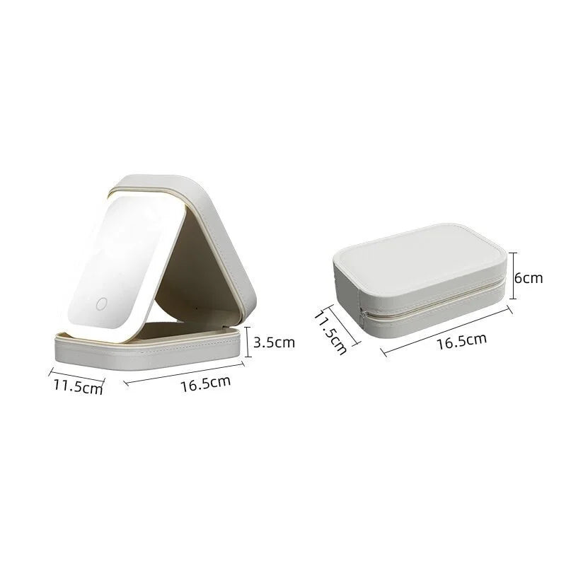 Kori | Tragbarer LED-beleuchteter Spiegel Reise-Make-up-Tasche
