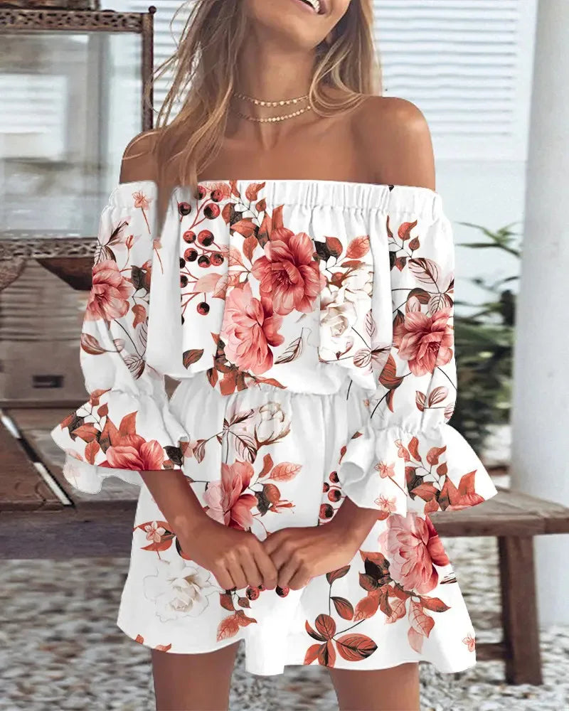 ELSIE | Sexy Off-Shoulder Bedrucktes Kleid