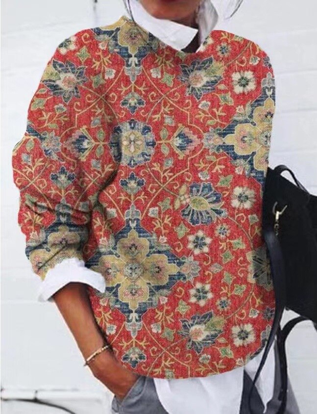 Solen | Stilvoller Damenpullover mit Blumenprint