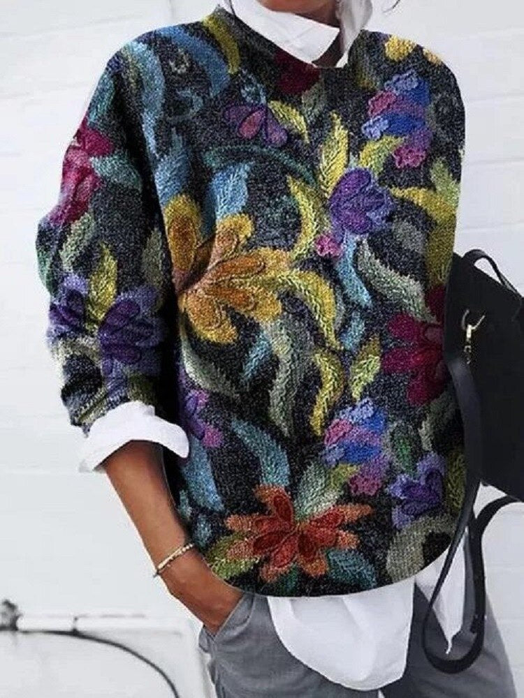 Solen | Stilvoller Damenpullover mit Blumenprint