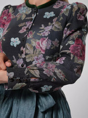 Schwarzes Vintage Dirndlkleid mit Blumenmuster – Oktoberfest | Mit Schürze für einen klassischen Trachtenstil 3